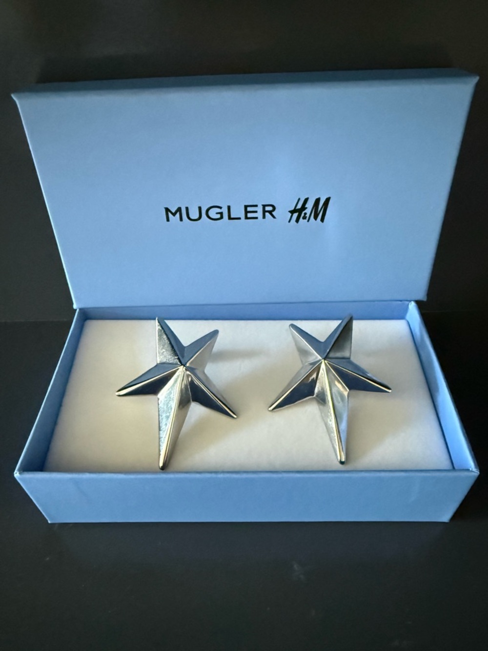 H&M Theirry Mugler Star Earrings Silver